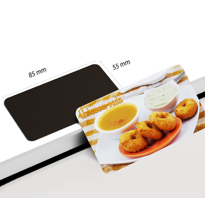 dhcrafts Rectangular Rubber Fridge Magnet Multicolor Food Uzhunnu Vada Rectangular Design Pack of 1 (8.6cm x 5.4cm)